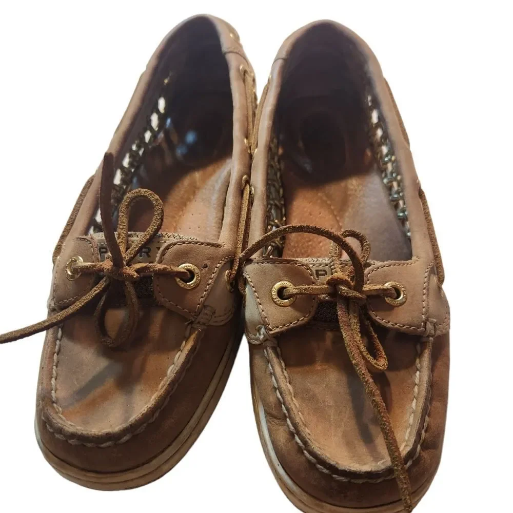 Sperry Top Siders Shoes Beige Gold Womens Size 7M
